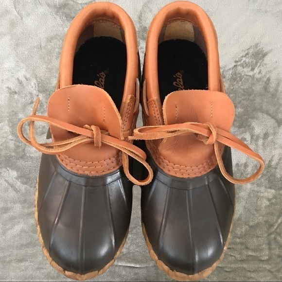 Cabela’s Brown Leather Rubber Duck Steel Shank Slip On Rain Mud Shoes Size 7 - Picture 6 of 11